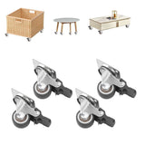 4Pcs Small Caster Wheels 1in Diameter Steel Rubber Rotating Locking Brake Plate Casters with 16 Screws for Furniture