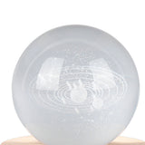 6cm 3D Crystal Ball Luminous Clear Sculpture Round Astronomy Ball Miniature Sculpture Ball Night Light Solar System Crystal Ball