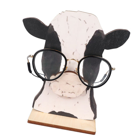 Cow Head Wearing Glasses Statues Wooden Decorative Cow Eyeglasses Display Stand Holder for Desktop Office In Australia - Darrahopens