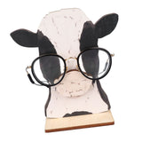 Cow Head Wearing Glasses Statues Wooden Decorative Cow Eyeglasses Display Stand Holder for Desktop Office In Australia - Darrahopens