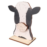 Cow Head Wearing Glasses Statues Wooden Decorative Cow Eyeglasses Display Stand Holder for Desktop Office