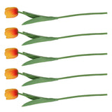 10PCS Artificial Tulips Real Touch PU Tulips Flowers for Wedding Bouquet Home Party Office Decor Orange