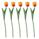 10PCS Artificial Tulips Real Touch PU Tulips Flowers for Wedding Bouquet Home Party Office Decor Orange