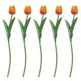 10PCS Artificial Tulips Real Touch PU Tulips Flowers for Wedding Bouquet Home Party Office Decor Orange