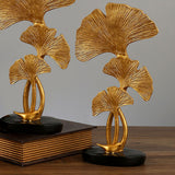Leaf Decoration Resin Anti Slip Anti Fade Modern Desktop Leaves Ornament Model for Living Room Hallway Gold