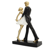 Romantic Couple Dancing Sculpture Decoration Resin Elegant Couple Ballet Dancer Statue Figurine Ornament Gold 7130W‑01