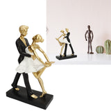 Romantic Couple Dancing Sculpture Decoration Resin Elegant Couple Ballet Dancer Statue Figurine Ornament Gold 7130W‑01