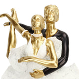 Romantic Couple Dancing Sculpture Decoration Resin Elegant Couple Ballet Dancer Statue Figurine Ornament Gold 7130W‑02