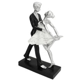 Couple Dancing Sculpture Modern Simple Innovative Resin Hand Crafted Couple Dancing Abstract Statue Silver Hugging Double Ballet Dance