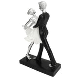 Couple Dancing Sculpture Modern Simple Innovative Resin Hand Crafted Couple Dancing Abstract Statue Silver Hugging Double Ballet Dance
