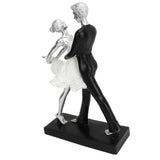 Couple Dancing Sculpture Modern Simple Innovative Resin Hand Crafted Couple Dancing Abstract Statue Silver Hugging Double Ballet Dance