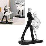 Couple Dancing Sculpture Modern Simple Innovative Resin Hand Crafted Couple Dancing Abstract Statue Silver Hugging Double Ballet Dance