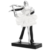 Couple Dancing Sculpture Modern Simple Innovative Resin Hand Crafted Couple Dancing Abstract Statue Silver Ballet Dance for Two People