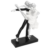 Couple Dancing Sculpture Modern Simple Innovative Resin Hand Crafted Couple Dancing Abstract Statue Silver Ballet Dance for Two People