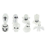 8 Pcs Halloween Ornaments Miniature Luminous Tombstone Pumpkin Skull Ghost Garden Decor
