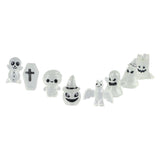 8 Pcs Halloween Ornaments Miniature Luminous Tombstone Pumpkin Skull Ghost Garden Decor