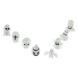 8 Pcs Halloween Ornaments Miniature Luminous Tombstone Pumpkin Skull Ghost Garden Decor