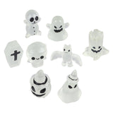 8 Pcs Halloween Ornaments Miniature Luminous Tombstone Pumpkin Skull Ghost Garden Decor