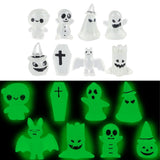 8 Pcs Halloween Ornaments Miniature Luminous Tombstone Pumpkin Skull Ghost Garden Decor