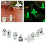 8 Pcs Halloween Ornaments Miniature Luminous Tombstone Pumpkin Skull Ghost Garden Decor