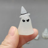 8 Pcs Halloween Ornaments Miniature Luminous Tombstone Pumpkin Skull Ghost Garden Decor