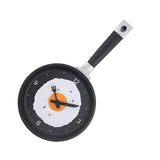 Wall Clock ABS Fried Egg Frying Pan Shape Silent Battery Operated Wall Clock for Bedroom Living Room Kitchen Pink