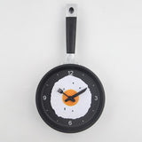 Wall Clock ABS Fried Egg Frying Pan Shape Silent Battery Operated Wall Clock for Bedroom Living Room Kitchen Pink