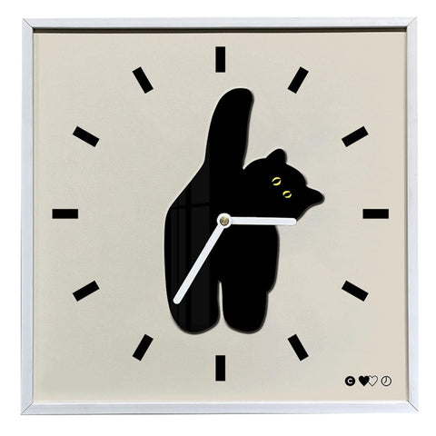 Wall Clock Innovative Nordic Style Cute Cat Pattern Silent Prevents Ticking Living Room Wall Clock for Kitchen Bedroom 40x40cm / 15.7x15.7in
