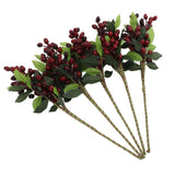 5PCS Artificial Berries Artificial Pip Berry Stems Decoration for Living Room Office Red