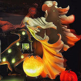 Hell Messenger Lantern Resin Halloween Ghost Statue Lantern Scary Witch Sculpture for Home Theme Party Garden Decoration White