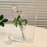 Art Photo Frame Vase Resin Multi Functional Hydroponic Flower Vase for Office Home Transparent White