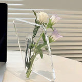 Art Photo Frame Vase Resin Multi Functional Hydroponic Flower Vase for Office Home Transparent White