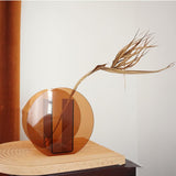 Brown Acrylic Vase Transparent Decorative Flower Vase Nordic Glass Vase Ornament for Office Living Room Book Shelf Brown Circle In Australia - Darrahopens