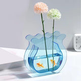 Fish Tank Vase Transparent Thickened Acrylic Smoothing Simple Modern Small Fish Tank for Family Office Dormitory Transparent Blue In Australia - Darrahopens