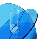 Acrylic Geometric Flower Vase Fine Detail Easy To Clean Acrylic Geometric Minimalist Vase for Living Room Table Disc Blue 15x13x2cm In Australia - Darrahopens