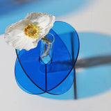 Acrylic Geometric Flower Vase Fine Detail Easy To Clean Acrylic Geometric Minimalist Vase for Living Room Table Disc Blue 15x13x2cm In Australia - Darrahopens