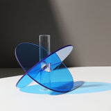 Acrylic Geometric Flower Vase Fine Detail Easy To Clean Acrylic Geometric Minimalist Vase for Living Room Table Disc Blue 15x13x2cm In Australia - Darrahopens
