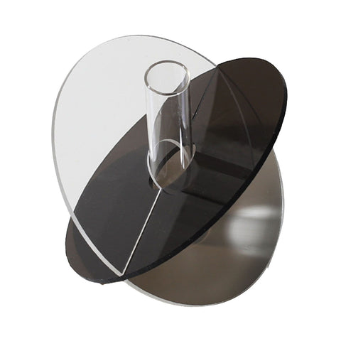 Acrylic Geometric Flower Vase Fine Detail Easy To Clean Acrylic Geometric Minimalist Vase for Living Room Table Disc Transparent Grey 15x13x2cm In Australia - Darrahopens