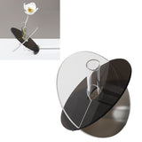 Acrylic Geometric Flower Vase Fine Detail Easy To Clean Acrylic Geometric Minimalist Vase for Living Room Table Disc Transparent Grey 15x13x2cm