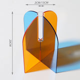 Acrylic Geometric Flower Vase Fine Detail Easy To Clean Acrylic Geometric Minimalist Vase for Living Room Table Door Slice Orange Blue 20x15x2cm