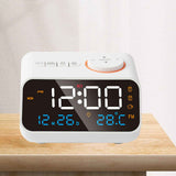 Alarm Clock Radio Multifunctional LED Music Timing Rechargeable FM Radio Alarm Clock for Home White In Australia - Darrahopens