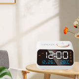Alarm Clock Radio Multifunctional LED Music Timing Rechargeable FM Radio Alarm Clock for Home White In Australia - Darrahopens