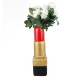 Creative Lipstick Shape Vase Beautiful Resin Exquisite Realistic Lipstick Shape Decorative Vase for Book Shop Coffee Shop Gold