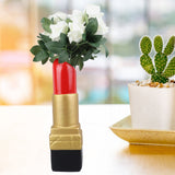 Creative Lipstick Shape Vase Beautiful Resin Exquisite Realistic Lipstick Shape Decorative Vase for Book Shop Coffee Shop Gold