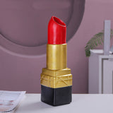 Creative Lipstick Shape Vase Beautiful Resin Exquisite Realistic Lipstick Shape Decorative Vase for Book Shop Coffee Shop Gold