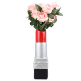 Creative Lipstick Shape Vase Beautiful Resin Exquisite Realistic Lipstick Shape Decorative Vase for Book Shop Coffee Shop Silver