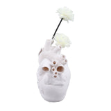 Creative Anatomical Heart Vases Resin Sculpture Heart Shaped Art Flower Vases Desktop Home Decoration for Living Room White