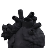 Creative Anatomical Heart Vases Resin Sculpture Heart Shaped Art Flower Vases Desktop Home Decoration for Living Room Black