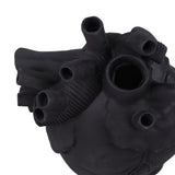 Creative Anatomical Heart Vases Resin Sculpture Heart Shaped Art Flower Vases Desktop Home Decoration for Living Room Black