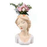 Modern Ceramic Face Vases Decorative Modern Style Shy Girl Flower Lady Head Vase for Unisex Plants Lover White In Australia - Darrahopens